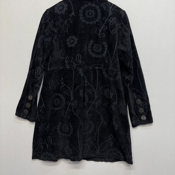 Vintage CMC Tapestry Black Floral Embroidered Coat Jacket Small Artsy C067 -14 - Picture 16 of 16